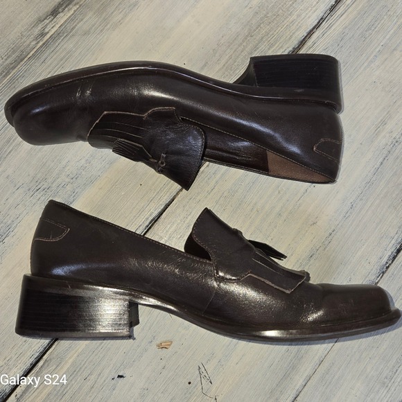 Etienne Aigner Dark Brown Leather Tassel Loafer Shoes Women Size 7.5 - Picture 4 of 5